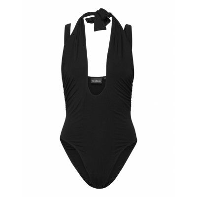 Stretch Jersey Drape Bodysuit Baddräkt Badkläder Black HAN Kjøbenhavn