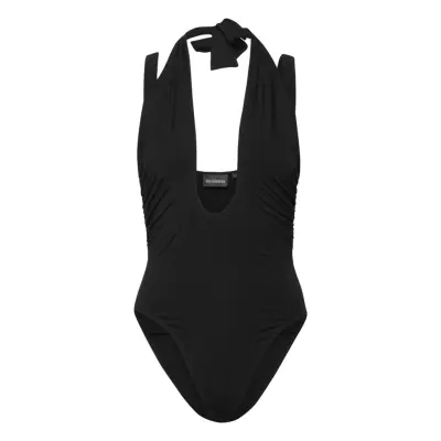 Stretch Jersey Drape Bodysuit Baddräkt Badkläder Black HAN Kjøbenhavn
