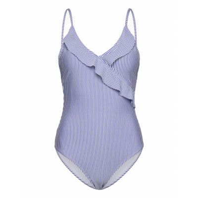 Striba Bly Frill Swimsuit *Villkorat Erbjudande Baddräkt Badkläder Blå Becksöndergaard