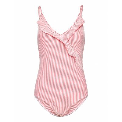 Striba Bly Frill Swimsuit Baddräkt Badkläder Coral Becksöndergaard