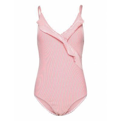 Striba Bly Frill Swimsuit *Villkorat Erbjudande Baddräkt Badkläder Korall Becksöndergaard