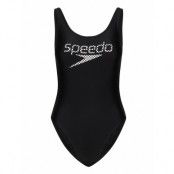 Stripe Logo Deep U-Back 1 Pcs Black/White 36 Baddräkt Badkläder Svart Speedo