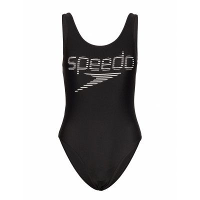 Stripe Logo Deep U-Back 1 Pcs Black/White 36 Baddräkt Badkläder Svart Speedo