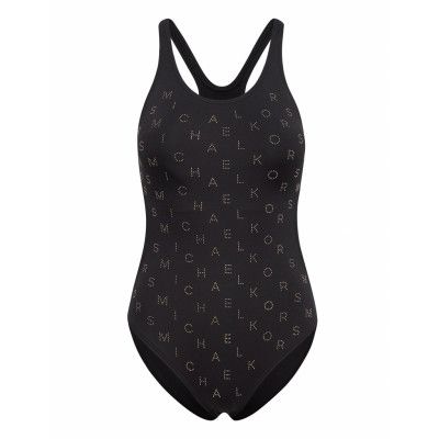 Studded Logo Solids Racerback Monokini Baddräkt Badkläder Svart Michael Kors Swimwear