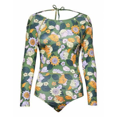 Surfsuit Tofta Seventies Floral Green Baddräkt Badkläder Multi/mönstrad DEDICATED