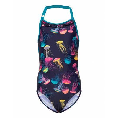 Swimsuit Aop Baddräkt Badkläder Blå Color Kids