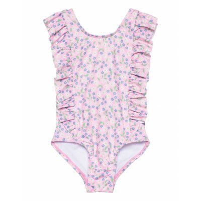 Swimsuit Aop Baddräkt Badkläder Rosa Polarn O. Pyret