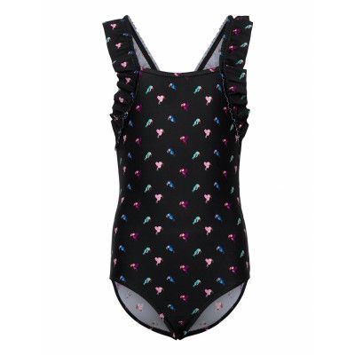 Swimsuit Aop Baddräkt Badkläder Svart Color Kids