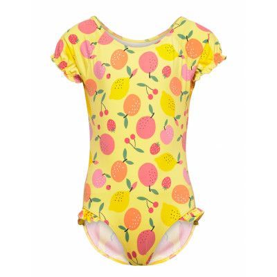 Swimsuit Short Sleave Fruits T Baddräkt Badkläder Gul Lindex