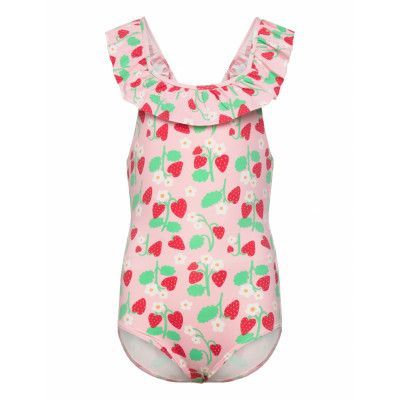 Lindex Swimsuit Straps W Flounce Arou Rosa