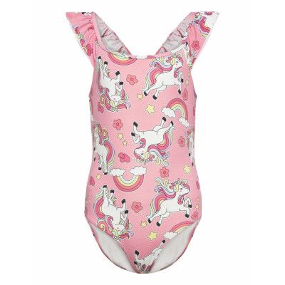 Swimsuit Straps With Flounce Baddräkt Badkläder Rosa Lindex