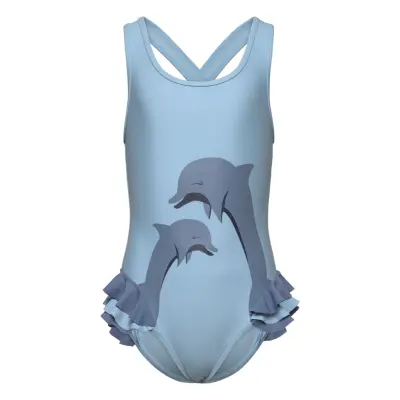 Color Kids Swimsuit W. Application Blå