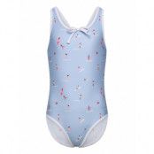 Color Kids Swimsuit W. Bow, Aop Blå