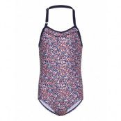 Color Kids Swimsuit W. Halterneck, Aop Rosa