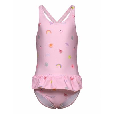 Color Kids Swimsuit W. Skirt, Aop Rosa
