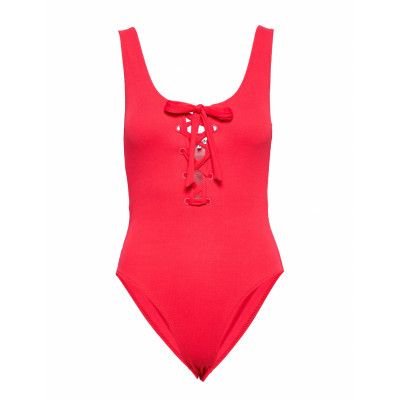 Textured Swimwear Baddräkt Badkläder Röd Ganni