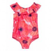 Toddler Recycled Floral Ruffle Swim -Piece Baddräkt Badkläder Rosa GAP