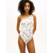 Tommy Hilfiger One Shoulder Op Print - Cream - L