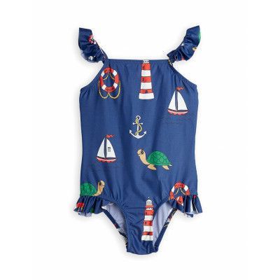 Turtle Float Wing Uv Swimsuit Baddräkt Badkläder Blå Mini Rodini