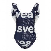 W. Ruffle Swimsuit Baddräkt Badkläder Blue Svea