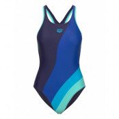 Women's Arena Waves Profile Swimsuit Swim Pro Back Sport Swimsuits Navy Arena