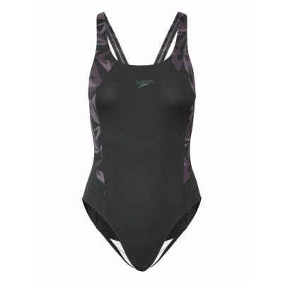 Womens Hyper Boom Splice Muscleback Sport Swimsuits Svart Speedo