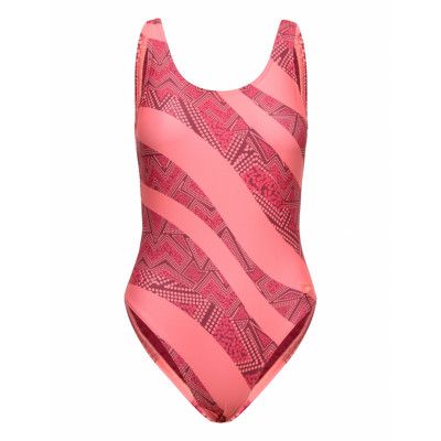 Womens Printed Deep U-Back Baddräkt Badkläder Röd Speedo