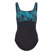 Womens Shaping Contoureclipse Printed 1 Piece Sport Swimsuits Svart Speedo