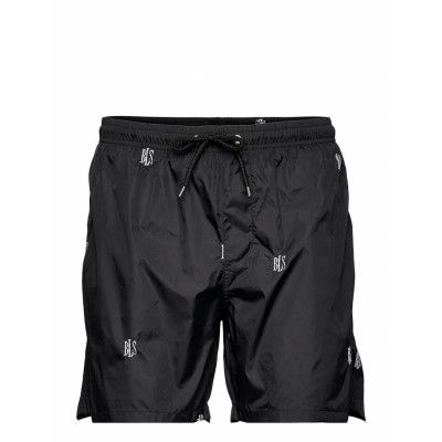 All Over Embroidery Swim Badshorts Svart BLS Hafnia