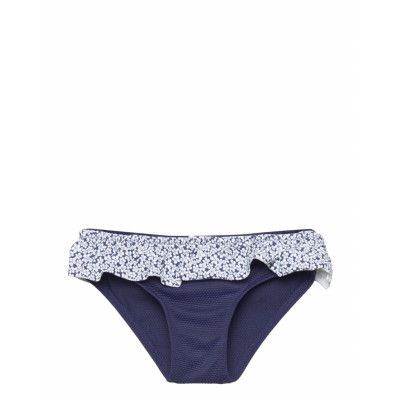 Mango Ruffled Floral Bikini Bottom Marinblå