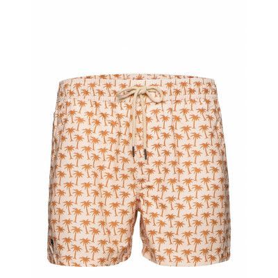 Beige Palm Swim Shorts Badshorts Rosa OAS