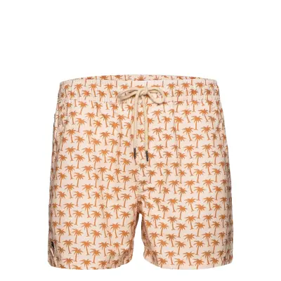 Beige Palm Swim Shorts Badshorts Rosa OAS