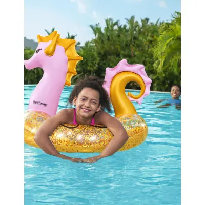 Bestway Bestway 1.15M X 1.04M Glitter Seahorse Swim Ring - Multi/patterned - ONE SIZE