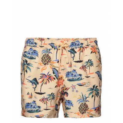 Borg Print Swim Shorts *Villkorat Erbjudande Badshorts Creme Björn Borg