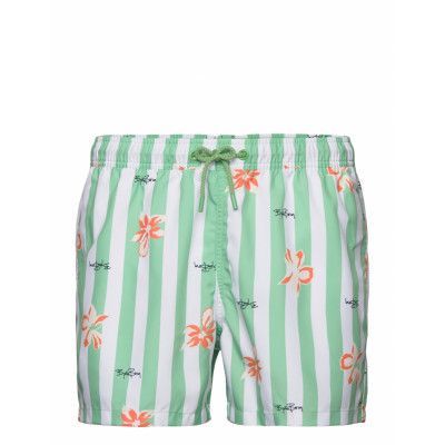Borg Print Swim Shorts Badshorts Green Björn Borg