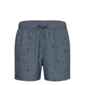 Borg Print Swim Shorts Badshorts Blå Björn Borg