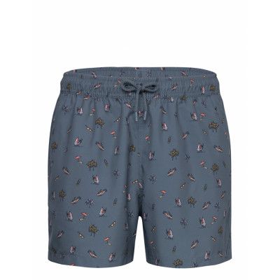 Borg Print Swim Shorts Badshorts Blå Björn Borg