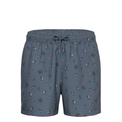 Borg Print Swim Shorts Badshorts Blå Björn Borg