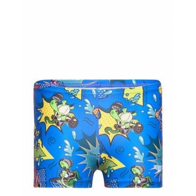 Boys Learn To Swim Allover Aquashort *Villkorat Erbjudande Badshorts Blå Speedo