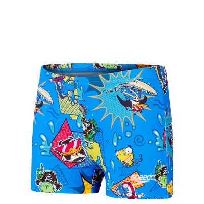 Boys Learn To Swim Allover Aquashort *Villkorat Erbjudande Badshorts Blå Speedo
