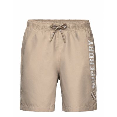 Code Applque 19Inch Swim Short *Villkorat Erbjudande Badshorts Beige Superdry