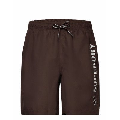 Code Applque 19Inch Swim Short *Villkorat Erbjudande Badshorts Brun Superdry