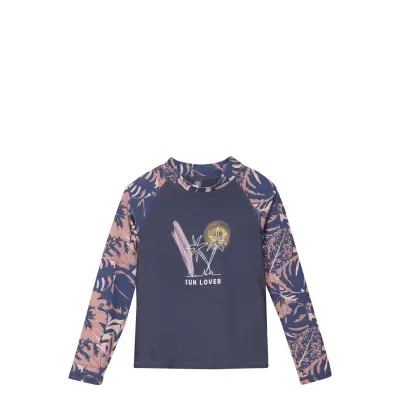 Color Kids T-Shirt L/S W. Chest Print Marinblå