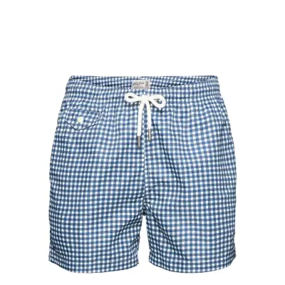Duke Check Bathing Trunks Badshorts Blå Morris