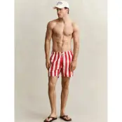 Gant Block Striped Swim Shorts - Red - XL