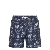 GANT Island Print Swim Shorts - Navy - M