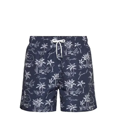 Gant Island Print Swim Shorts - Navy - M