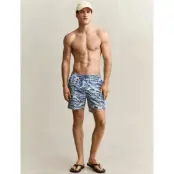 GANT Waves Print Swim Shorts - Blue - M