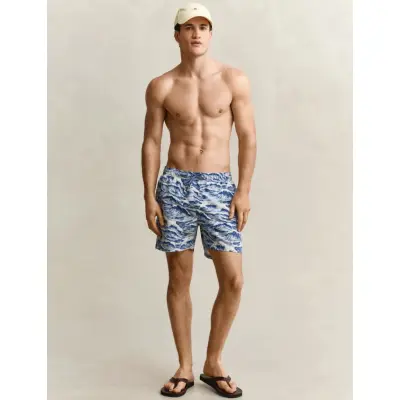 GANT Waves Print Swim Shorts - Blue - M