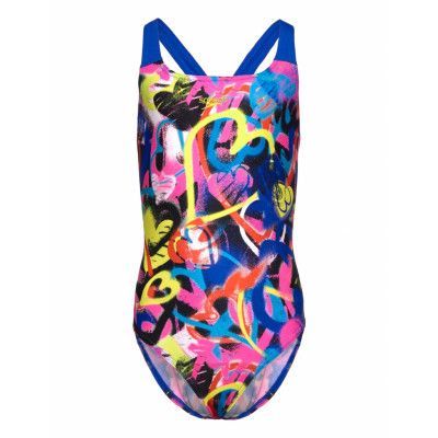 Girls Digital Allover Powerback Sport Swimsuits Rosa Speedo